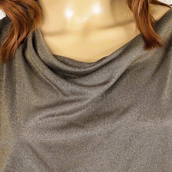 Ann Taylor Metallic Gold Sheen Brown Sheath Midi Dress Size SP - NWOT - Picture 2 of 5